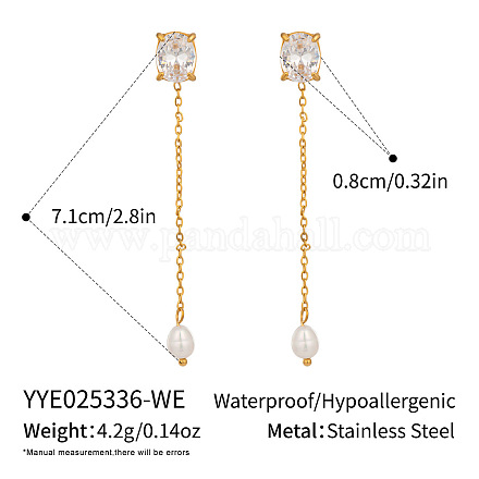 Овальные серьги-гвоздики с кисточками из нержавеющей стали 304 с кубическим цирконием SU8533-2-1