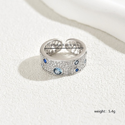 Регулируемые элегантные латунные кольца-манжеты с микропаве из кубического циркония для женщин AA0359-1