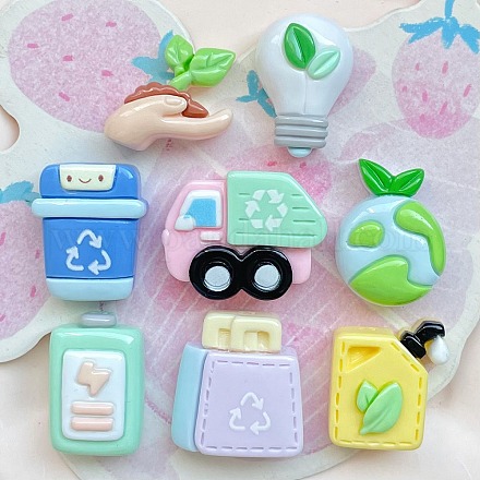 Кабошоны из непрозрачной смолы серии «Защита окружающей среды» RESI-Z048-02-1