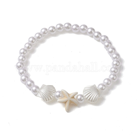 Bracelet extensible en perles d'imitation en plastique abs BJEW-JB10104-03-1