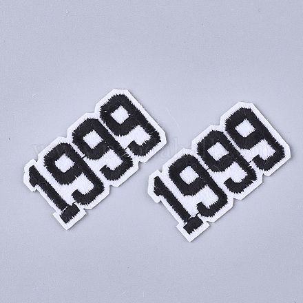 機械刺繍布地アイロンワッペン  マスクと衣装のアクセサリー  アップリケ  誕生年1999  ブラック  23x42x1mm FIND-T030-179-1