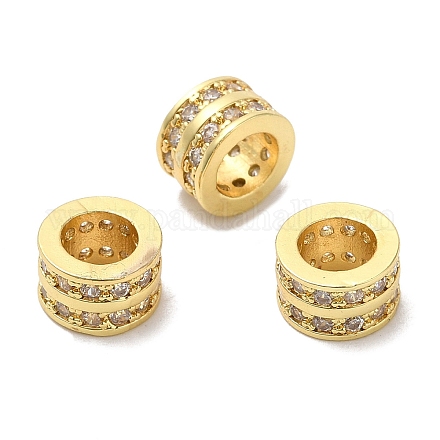 Rack Plating Brass Cubic Zirconia European Beads KK-R147-10G-1