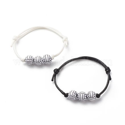 2pcs 2 couleurs bracelet en perles acryliques sur le thème du sport BJEW-JB08558-05-1
