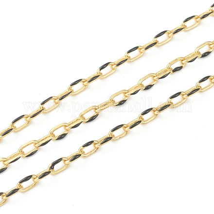 3.28 Fuß handgefertigte goldene Emaille-Gliederketten aus Messing X-CHC-M021-66B-06-1