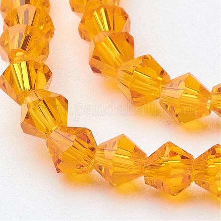 Orange Glass Bicone Beads Strands X-GLAA-S026-12-1