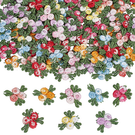 PH Pandahall 160 Stück 8 Farben bestickter Aufnäher mit Blumenmuster DIY-PH0013-98-1