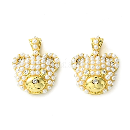 Стойка из латуни с подвесками из АБС-пластика с имитацией жемчуга KK-G501-13G-1