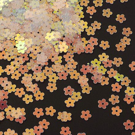 プラスチックスパンコールビーズ  縫製工芸品の装飾  スモモの花  クリアAB  5x5x0.3mm PVC-R024-01-1