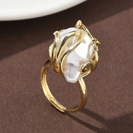 Перстни из абс-пластика с жемчугом RJEW-L128-01G-1