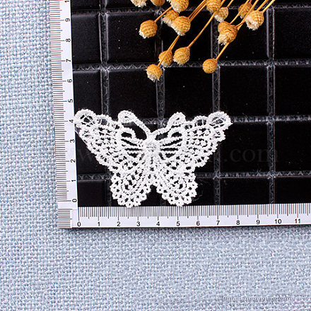 レース刺繍縫製繊維  DIYアクセサリー  蝶  ホワイト  55x72mm DIY-WH0122-11B-1