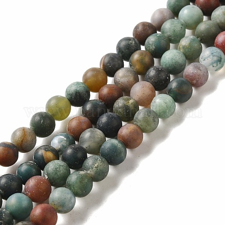 Chapelets de perles en agate indienne naturelle G-Q462-6mm-08-1