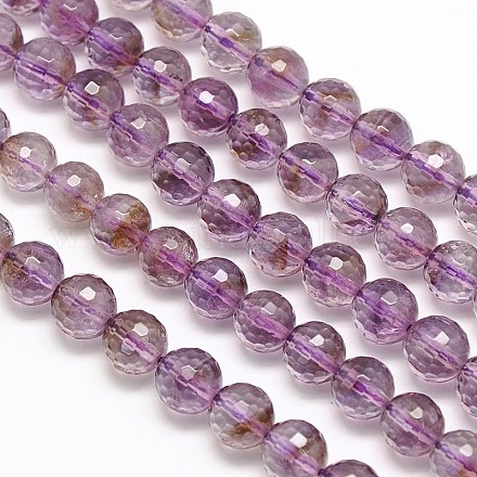 Natural Amethyst Round Bead Strands G-N0081-F9mm-27C-1