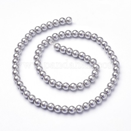 Brins de perles rondes en verre teinté écologique HY-A002-6mm-RB026-1