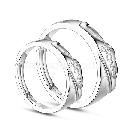Shegrace ajustable 925 anillos de pareja de plata esterlina JR247A-1