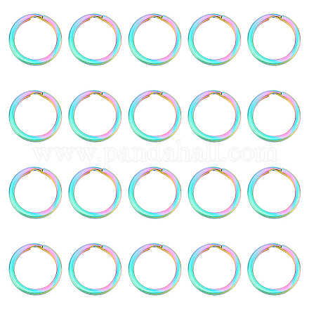 UNICRAFTALE 20pcs 304 Stainless Steel Split Key Rings Rainbow Color Keychain Findings 20mm Diameter Key Ring for Women Jewelry Keychain Craft Making STAS-UN0040-57-1