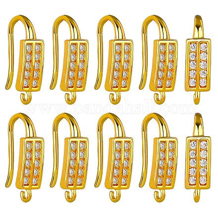 10 paio di ganci per orecchini in ottone con micro pavé di zirconi trasparenti ZIRC-SZ0005-12-1