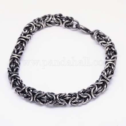 Rétro mode 304 bracelets en acier inoxydable de la chaîne byzantine pour les hommes BJEW-F041-08-1