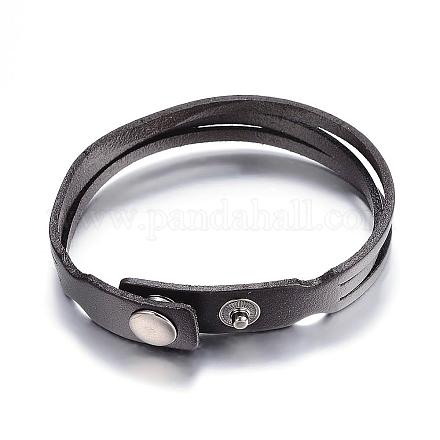 Leather Cord Snap Bracelets BJEW-P099-10B-1