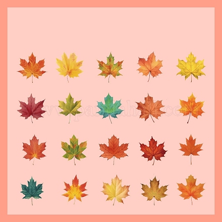 40 Uds. 20 estilos de pegatinas de hojas autoadhesivas impermeables para mascotas de otoño PW-WG40578-04-1