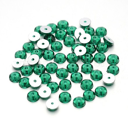 Back Plated Faceted Half Round Taiwan Acrylic Rhinestone Beads ACRT-M08-5-06-1