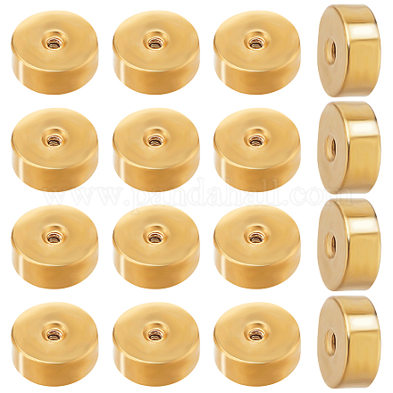 Beebeecraft 1 Box 50Pcs Screw Ball Backs 18K Gold Plated Stainless Steel Geometry Flat Round Replacement Earring Backs for Jewelry Earring Making Supplies STAS-BBC0003-33G-1