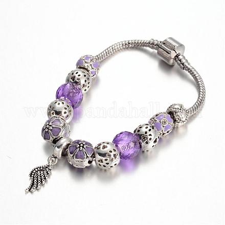 Alliage perles de verre bracelets européens BJEW-L602-17-1