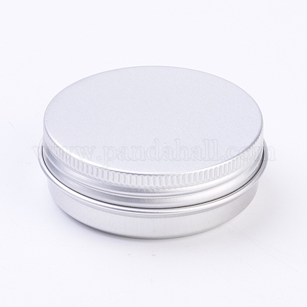 丸いアルミ缶  アルミジャー  化粧品の貯蔵容器  ろうそく  キャンディー  ねじ蓋付き  プラチナ  6x2.1cm  容量：40ミリリットル CON-WH0010-02P-40ml-1