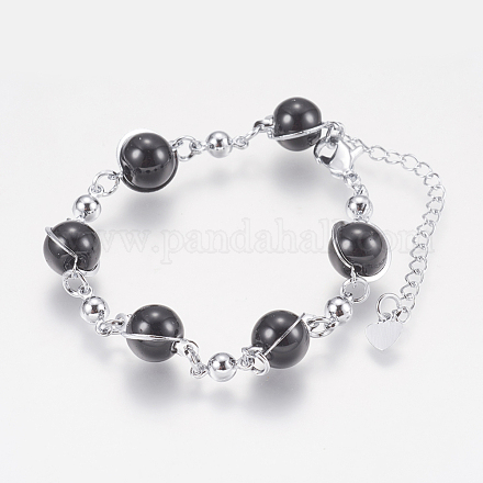 Verre perles rondes bracelets BJEW-F298-02A-1