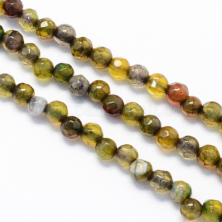 Faceted Round Natural Agate Beads Strands G-S131-15-1