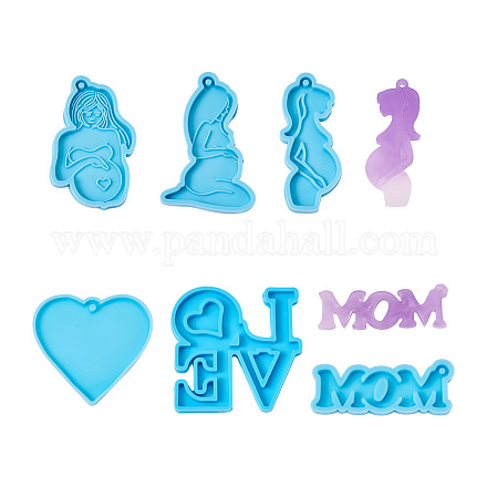 Boutigem 6 pièces 6 style fête des mères thème bricolage pendentifs moules en silicone DIY-BG0001-37-1