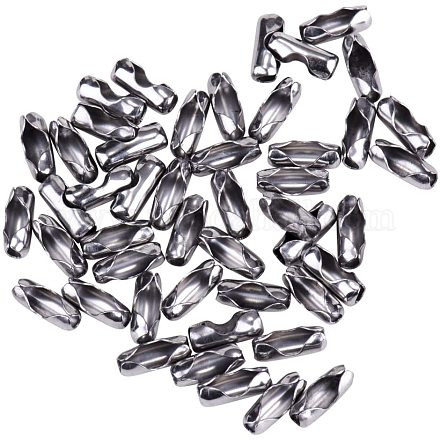PandaHall About 50 Pcs 304 Stainless Steel Ball Chain Connectors Cord End Clasps for Jewelry Making STAS-PH0002-43P-1
