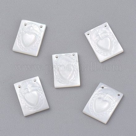 Natural White Shell Mother of Pearl Shell Charms SSHEL-L018-006-1