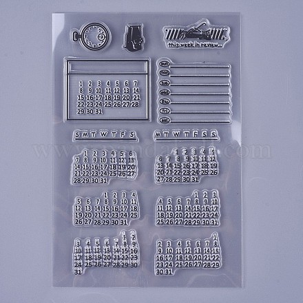 シリコーン切手  DIYスクラップブッキング用  装飾的なフォトアルバム  カード作り  スタンプシート  カレンダー模様  透明  10~21.5x10~20cm DIY-WH0014-Y3-1