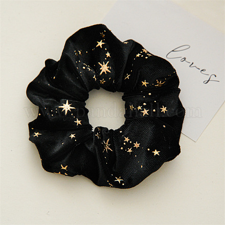 Solid Color with Star Cloth Ponytail Scrunchy Hair Ties PW-WG29086-08-1