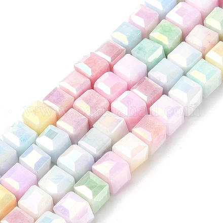 Гальванические непрозрачные стеклянные бусины EGLA-U004-02C-1