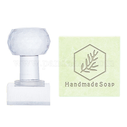 透明アクリル石鹸スタンプ  DIY石鹸型用品  長方形  葉  60x38x34mm DIY-WH0438-016-1