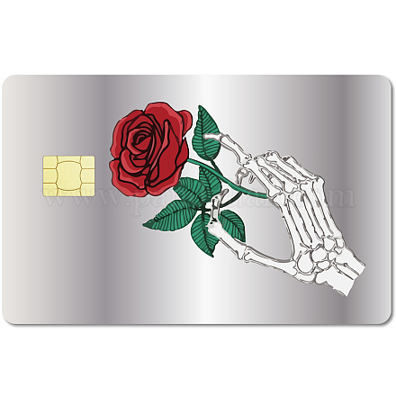 CREATCABIN Rose Card Skin Sticker Skull Debit Credit Card Skins Covering Personalizing Bank Card Protecting Removable Wrap Waterproof Slim Scratch Proof No Bubble for Transportation Card 7.3x5.4Inch DIY-WH0432-066-1