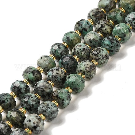 Fili di perle naturali di turchese africano (diaspro) G-P508-A06-01-1