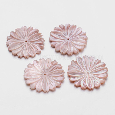 Цветок георгина натуральные розовые бусины из ракушек SSHEL-I013-15-1