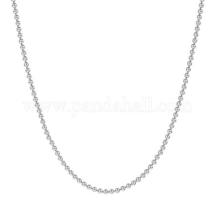 Collares de cadena de bolas de plata de ley 925 chapada en rodio Shegrace JN953A-1