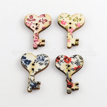 2-Hole Dyed Wooden Buttons BUTT-R032-014-1