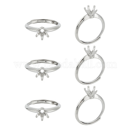 Gomakerer 6 pieza de accesorios de anillo ajustables de latón KK-GO0001-42-1