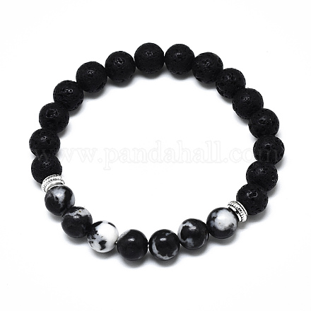 Natürliche schwarze Achat Perlen Stretch-Armbänder BJEW-R309-02-A08-1