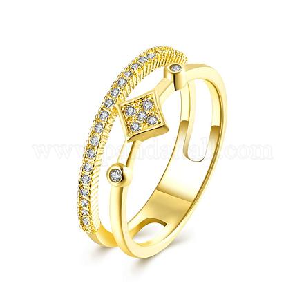 El oro de moda de latón plateado de óxido de circonio cúbico anillos de dedo de banda ancha RJEW-BB15353-6G-1