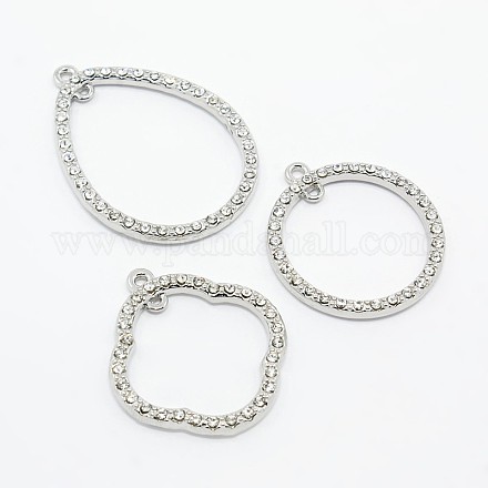 Mixed Shapes Alloy Crystal Rhinestone Pendants Settings for Dangling Charms RB-M015-MP-NF-1