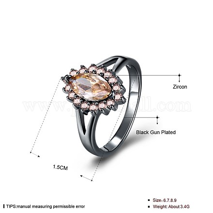 Elegante anillo de dedo de circonio cúbico de latón RJEW-BB27342-C-8-1