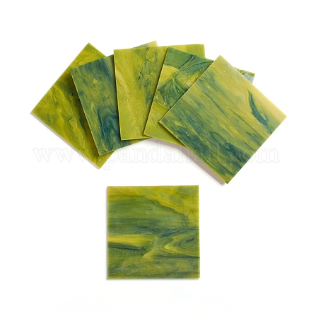 さまざまなガラスシート  大聖堂のガラスモザイクタイル  工芸用  芝生の緑  100.5x100.5x2.5mm GLAA-G072-07L-1