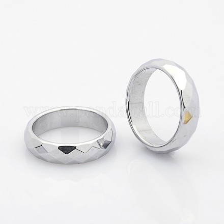 Electroplate Non-Magnetic Synthetic Hematite Wide Band Rings RJEW-J007-04-1