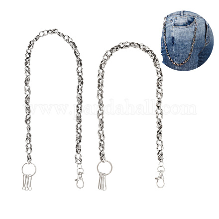 ARRICRAFT 2Pcs 2 Style Zinc Alloy Skull Link Chain Waist Belt AJEW-AR0001-75-1