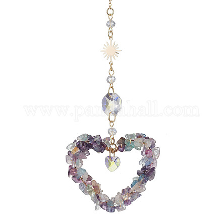 Подвеска в виде сердца из натурального флюорита drcorations HJEW-JM01651-04-1